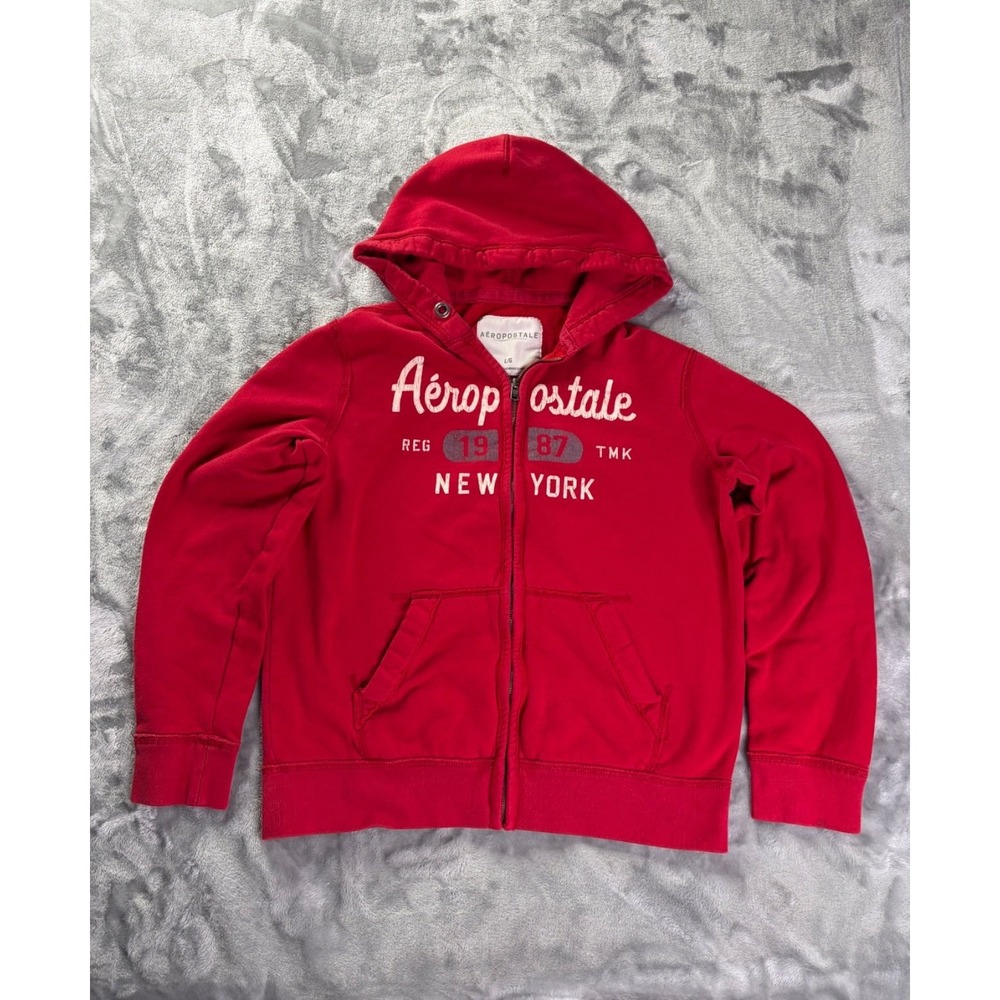 Aéropostale New York Aeropostale Mens Full-zip Hooded Sweatshirt Red